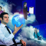 businessman with digital screen